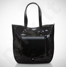 Felice Grande M01 - eko odos  juoda lakuota rankinė, moterims, su kišene