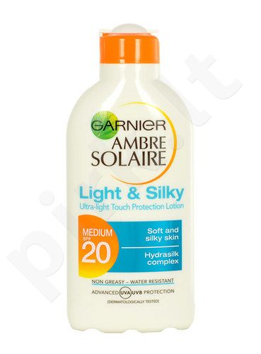 Garnier Ambre Solaire, Light & Silky SPF20, Sun kūno losjonas moterims, 200ml
