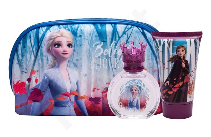 Disney Frozen II, rinkinys tualetinis vanduo vaikams, (EDT 50 ml + dušo želė 100 ml + kosmetika krepšys)