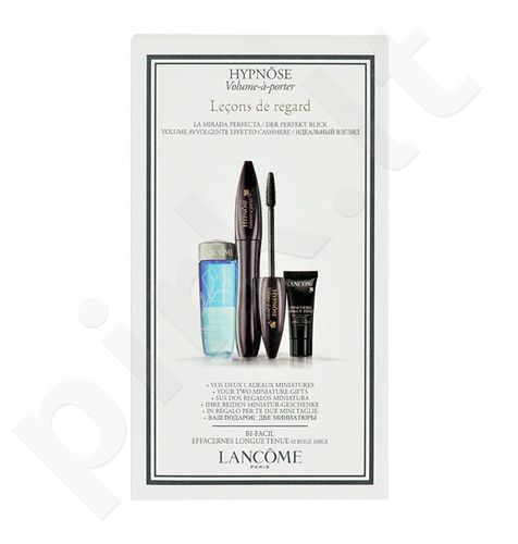 Lancôme Hypnose Volume-A-Porter, rinkinys blakstienų tušas moterims, (6,5ml blakstienų tušas Hypnose Volume-A-Porter 01 + 5ml Effacernes Longue Tenue Concealer 02 + 30ml Bi veido valomoji priemonė), (01)