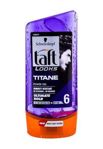 Schwarzkopf Taft, Titan Look Power Gel, plaukų želė vyrams, 150ml