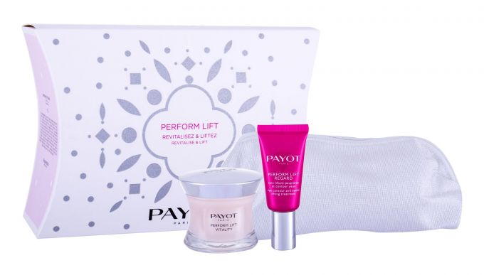 PAYOT Vitality, Perform Lift, rinkinys dieninis kremas moterims, (Daily Facial Care 50 ml + Perform Lift Regard 15 ml + kosmetika krepšys)