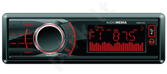 Car Radio Audiomedia AMR312R SD USB FM RDS 4x40W, removable panel (red backlight