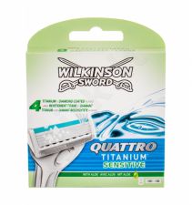 Wilkinson Sword Quattro, Titanium Sensitive, skutimosi peiliukų galvutės vyrams, 8pc