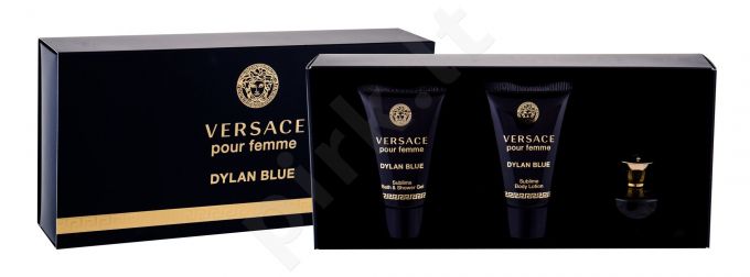 Versace Dylan Blue, Pour Femme, rinkinys kvapusis vanduo moterims, (EDP 5 ml + kūno losjonas 25 ml + dušo želė 25 ml)
