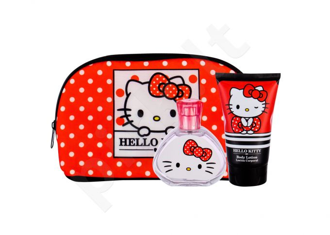 Koto Parfums Hello Kitty, rinkinys tualetinis vanduo vaikams, (EDT 50 ml + kūno losjonas 100 ml + kosmetika krepšys)