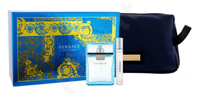 Versace Man Eau Fraiche, rinkinys tualetinis vanduo vyrams, (EDT 100 ml + EDT 10 ml + kosmetika krepšys)